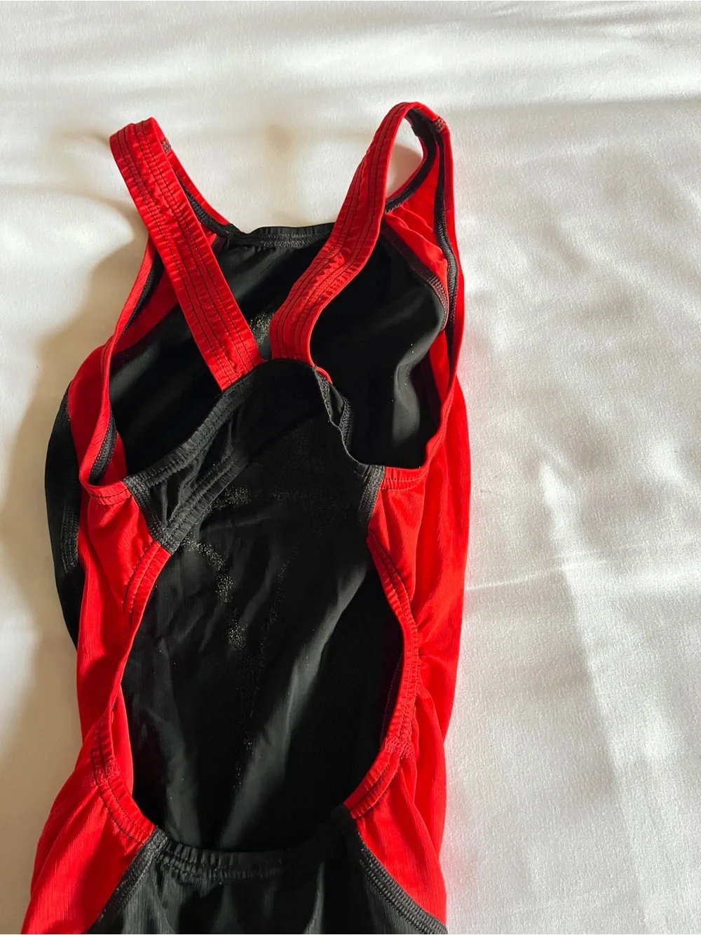 Speedo Fastskin FSII Competitive Swimsuit Red Black Size 30 One Piece Flyback